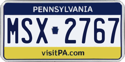 PA license plate MSX2767