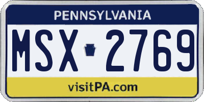 PA license plate MSX2769