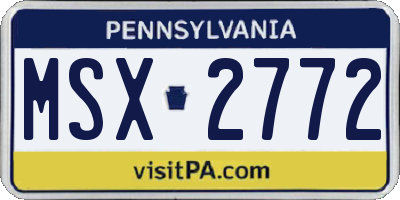 PA license plate MSX2772