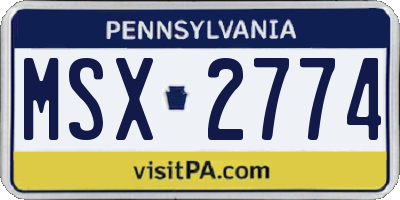 PA license plate MSX2774