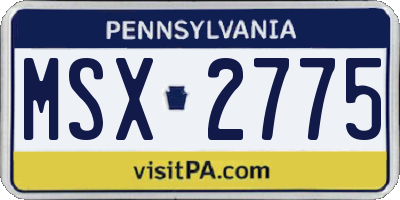 PA license plate MSX2775
