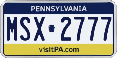 PA license plate MSX2777