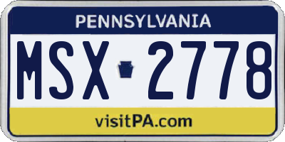 PA license plate MSX2778