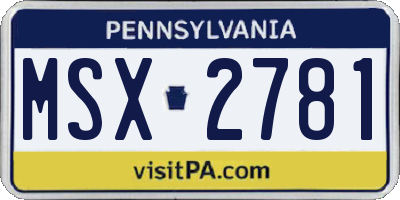 PA license plate MSX2781