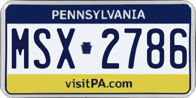 PA license plate MSX2786