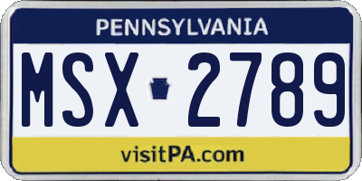 PA license plate MSX2789