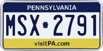 PA license plate MSX2791