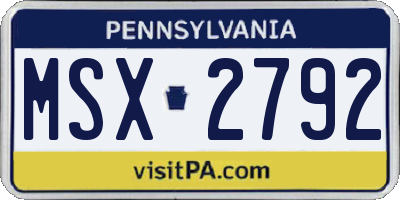 PA license plate MSX2792