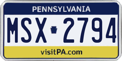 PA license plate MSX2794