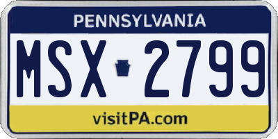 PA license plate MSX2799