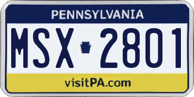 PA license plate MSX2801