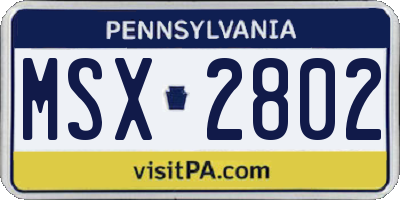 PA license plate MSX2802