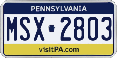 PA license plate MSX2803