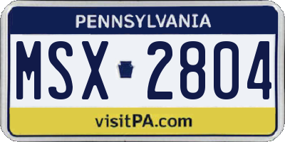 PA license plate MSX2804