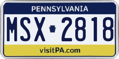 PA license plate MSX2818