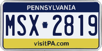 PA license plate MSX2819