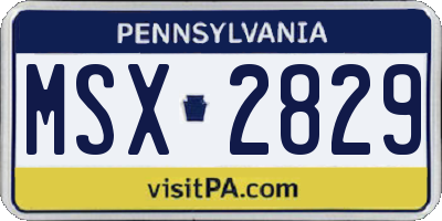PA license plate MSX2829