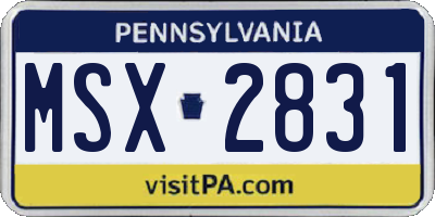 PA license plate MSX2831