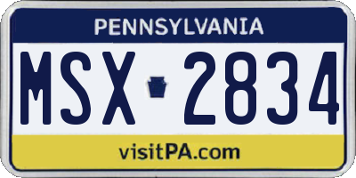 PA license plate MSX2834