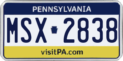 PA license plate MSX2838