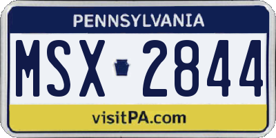 PA license plate MSX2844