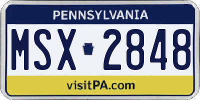 PA license plate MSX2848