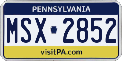 PA license plate MSX2852