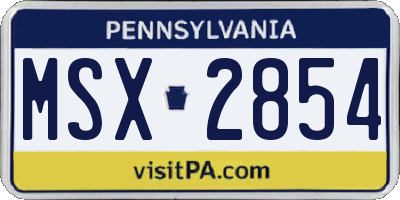 PA license plate MSX2854