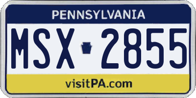 PA license plate MSX2855