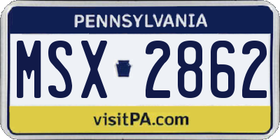 PA license plate MSX2862