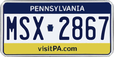 PA license plate MSX2867