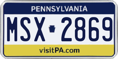 PA license plate MSX2869