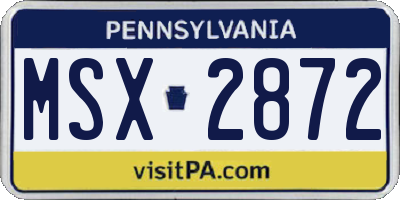PA license plate MSX2872
