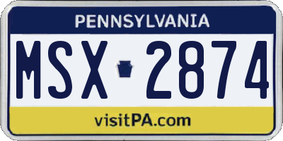 PA license plate MSX2874