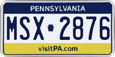 PA license plate MSX2876