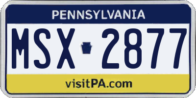 PA license plate MSX2877