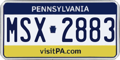 PA license plate MSX2883