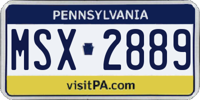 PA license plate MSX2889