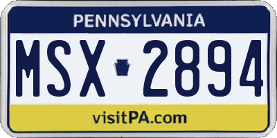 PA license plate MSX2894