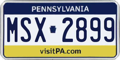PA license plate MSX2899