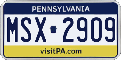 PA license plate MSX2909
