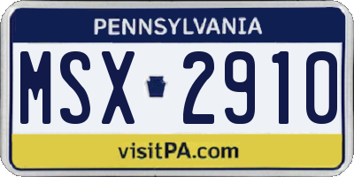PA license plate MSX2910