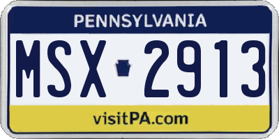 PA license plate MSX2913
