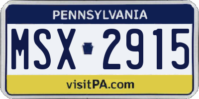 PA license plate MSX2915