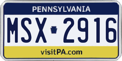 PA license plate MSX2916