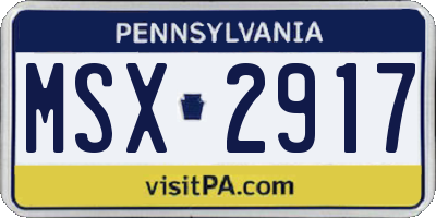 PA license plate MSX2917