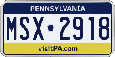 PA license plate MSX2918