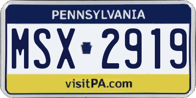 PA license plate MSX2919