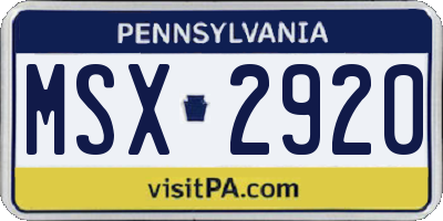 PA license plate MSX2920
