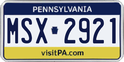 PA license plate MSX2921